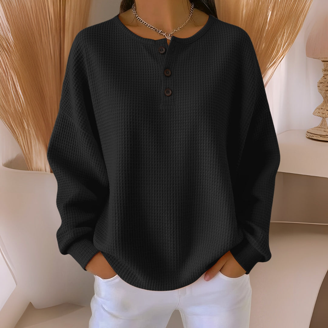 Bernadette | Relaxed Button-Neck Top