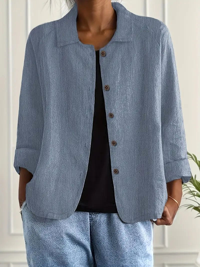 Wilhelmine™ | Button-Front Shirt-Style Blouse