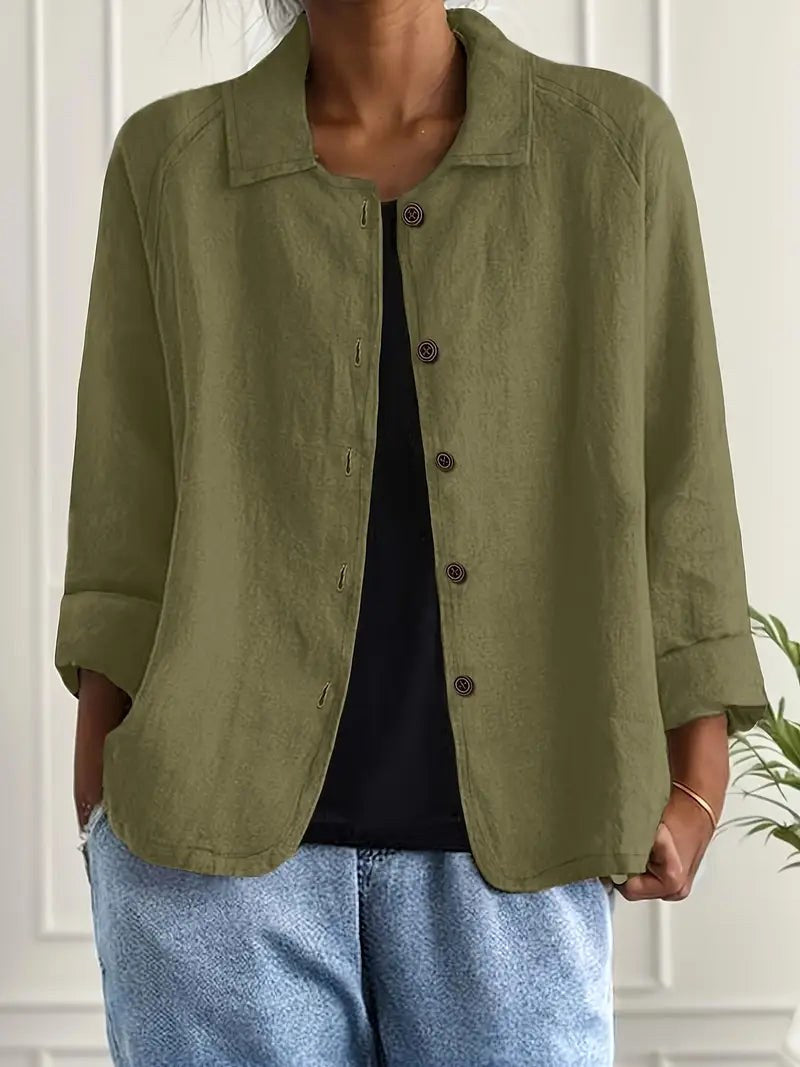 Aurelienne™ | Button-Front Shirt Blouse