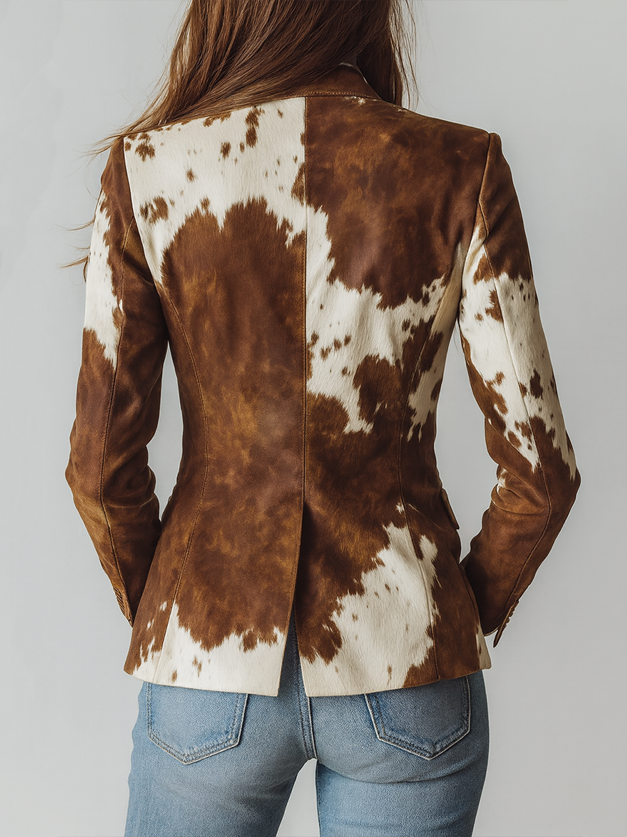 Agathe | Eco-Friendly Vintage Cow Print Blazer