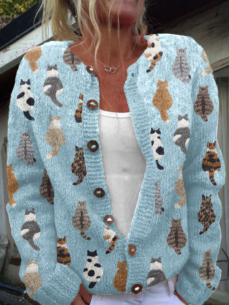 Foreverduo® | The Feline Motif Knit Cardigan