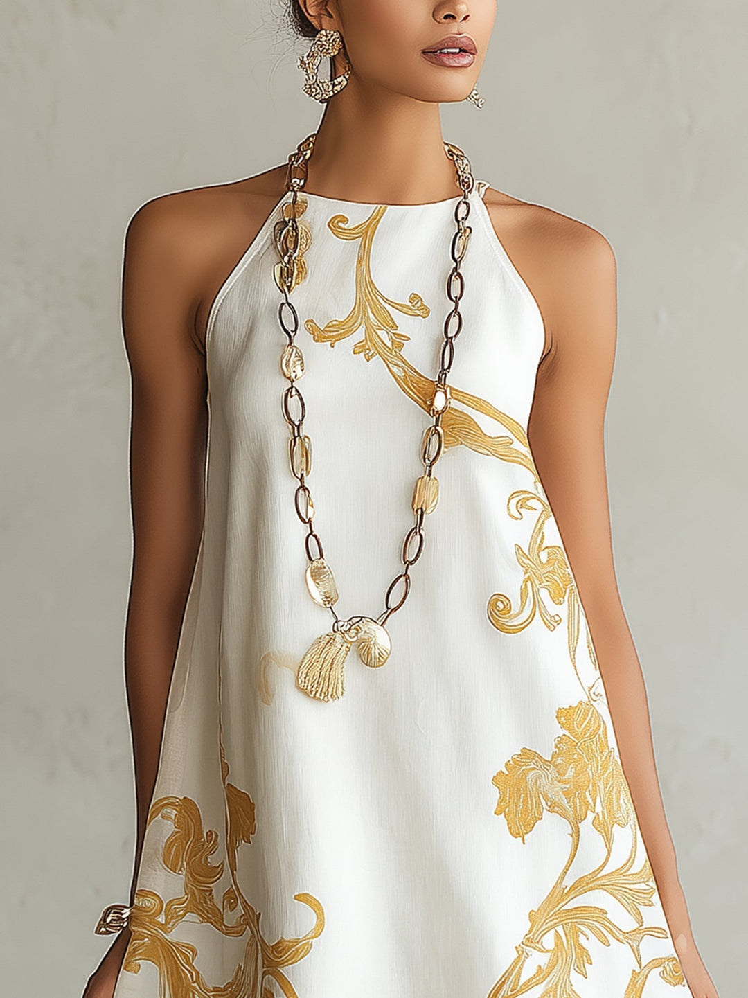Héloïse Mini Dress — Gold Lace Motifs