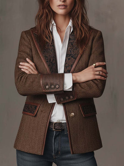 Gisèle | Chevron-Print Panelled Blazer