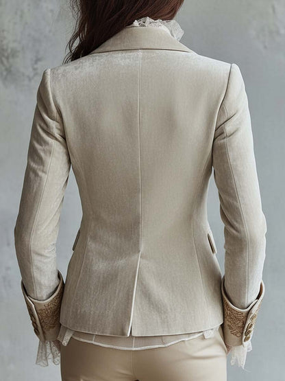 Constance | Embroidered Ivory Tailored Blazer