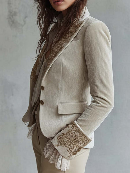 Constance | Embroidered Ivory Tailored Blazer