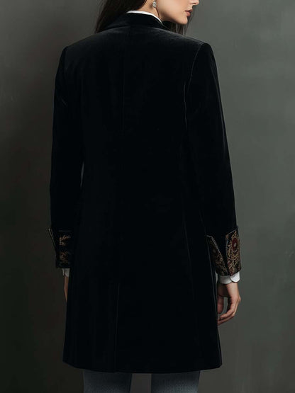 Léontine | Fitted Black Baroque Print Blazer