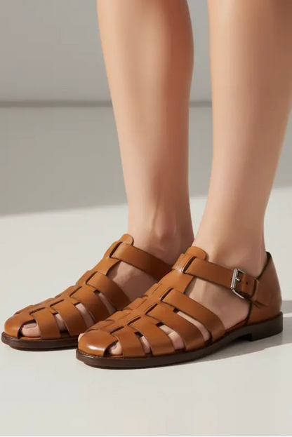 Elyra Woven Leather Cage Sandals