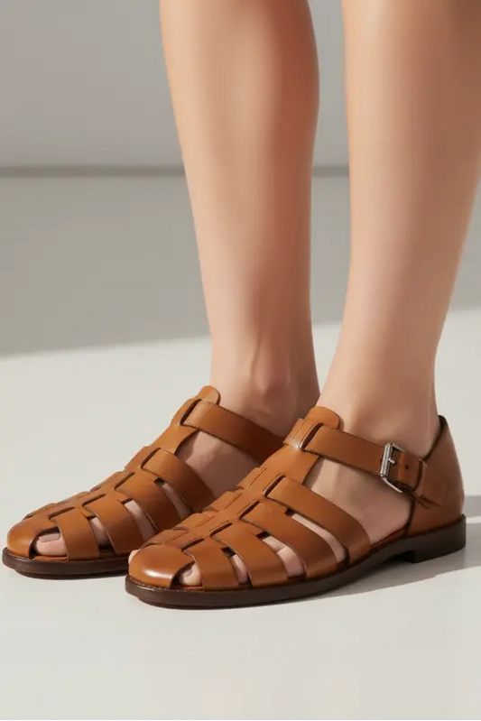 Elyra Woven Leather Cage Sandals