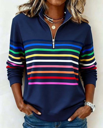 Diane | Relaxed Striped Quarter-Zip Pullover