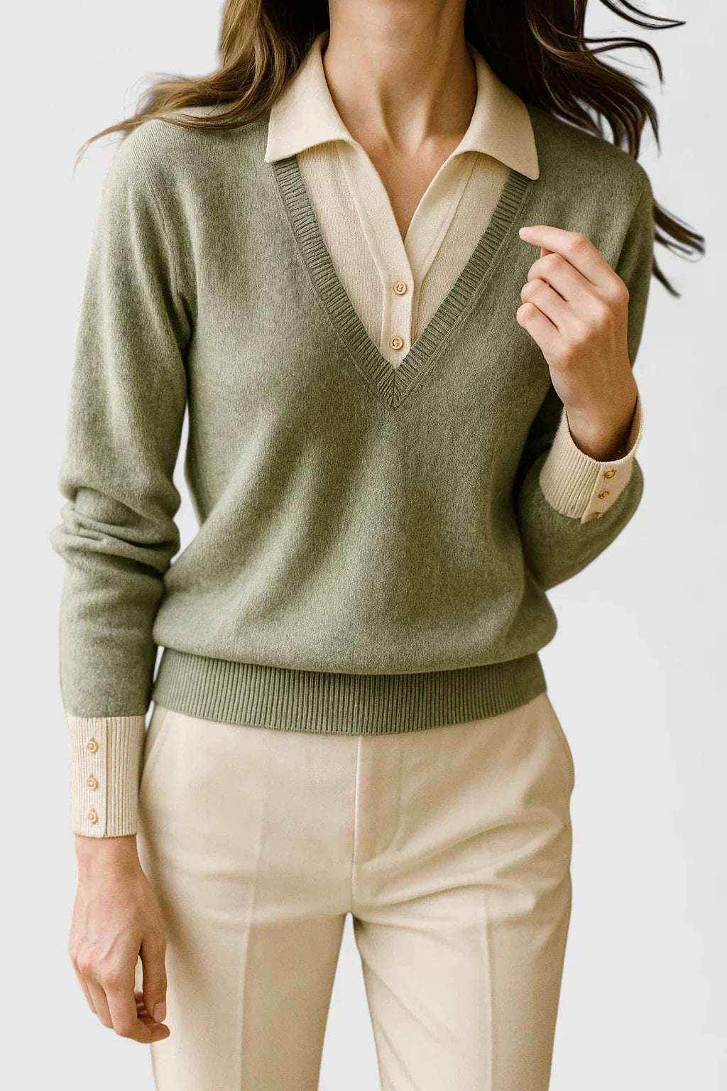 Pauline | Collared V-Neck Sweater