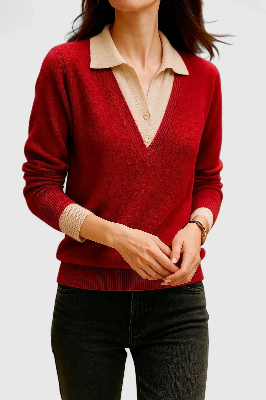 Pauline | Collared V-Neck Sweater
