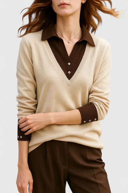 Pauline | Collared V-Neck Sweater