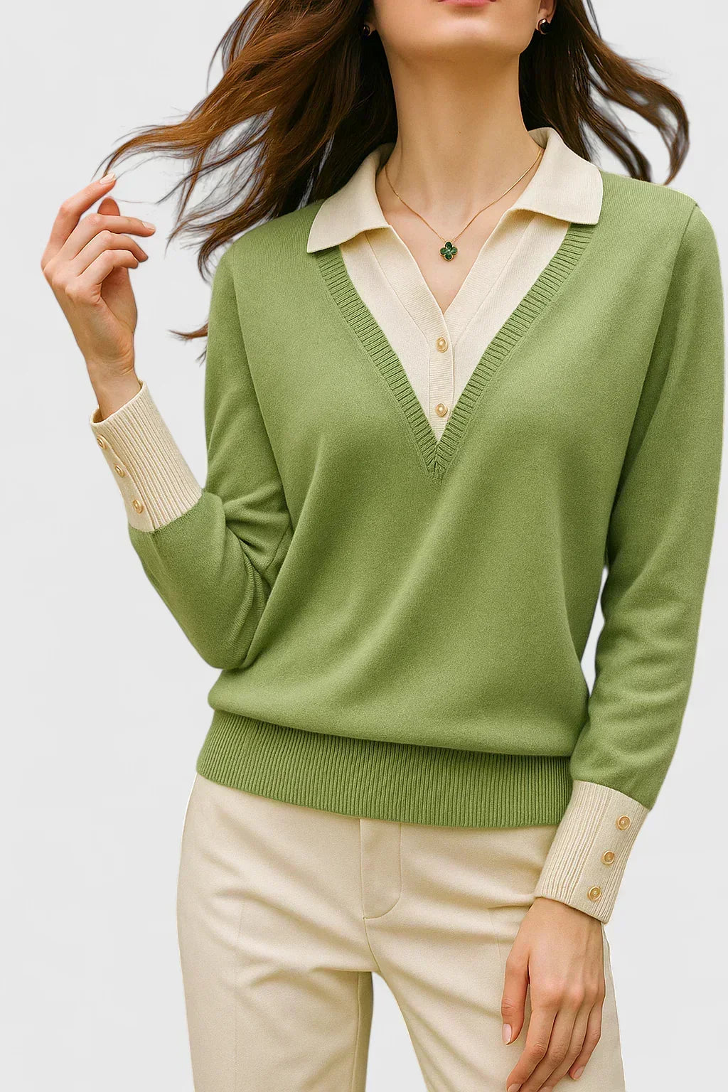 Pauline | Collared V-Neck Sweater