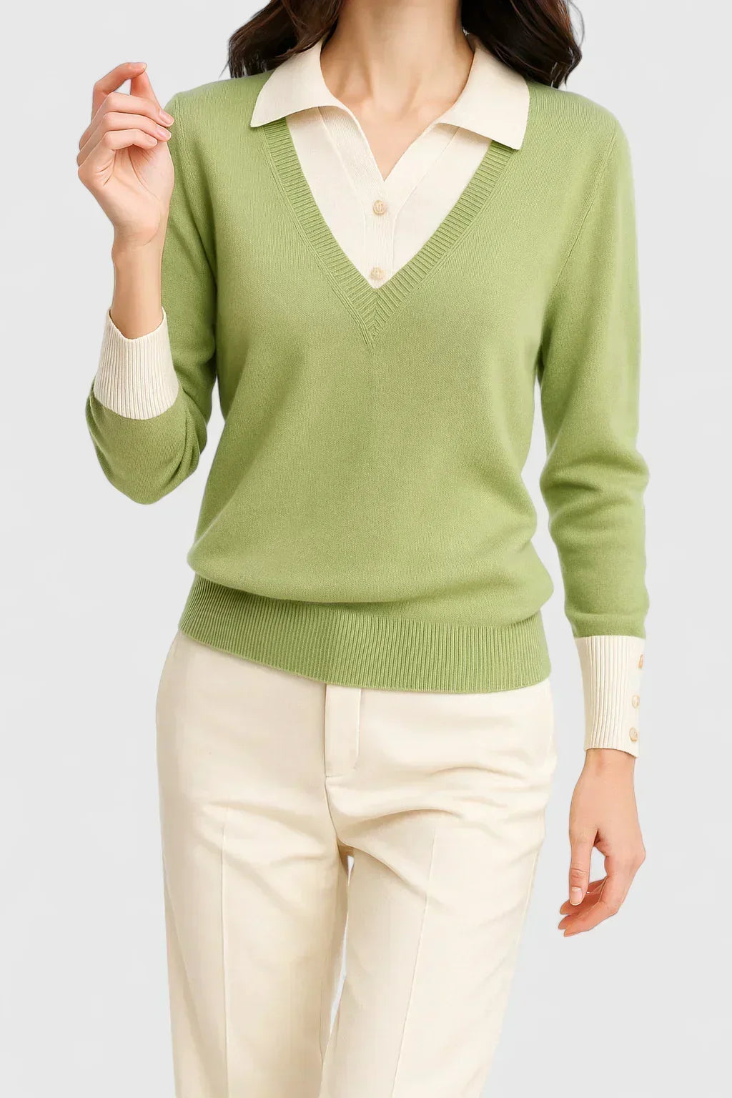 Pauline | Collared V-Neck Sweater