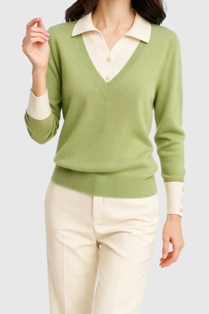 Pauline | Collared V-Neck Sweater