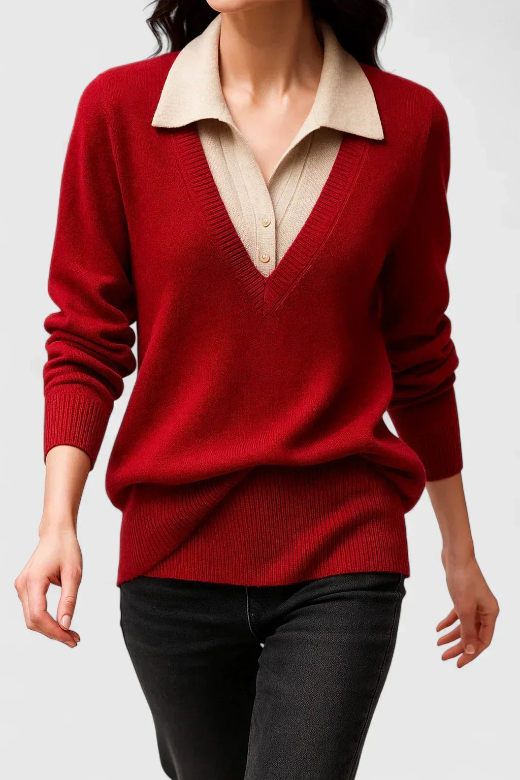 Pauline | Collared V-Neck Sweater