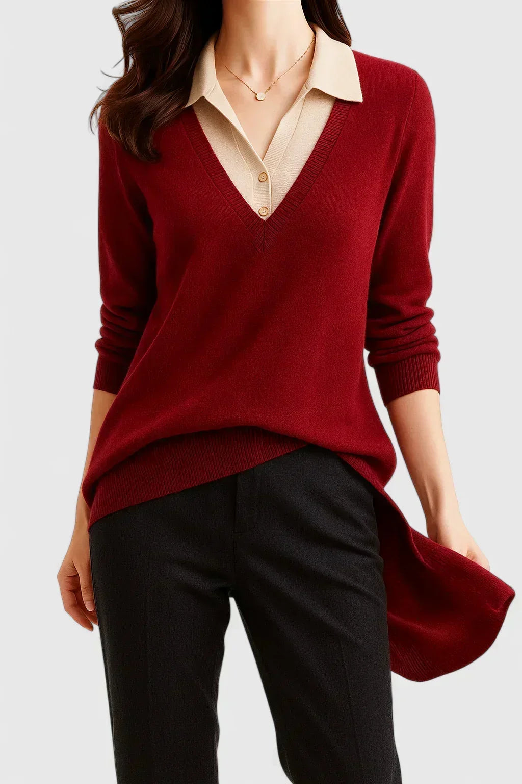 Pauline | Collared V-Neck Sweater