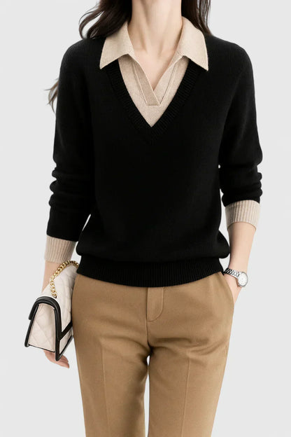 Pauline | Collared V-Neck Sweater
