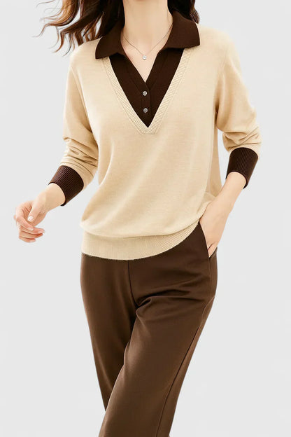 Pauline | Collared V-Neck Sweater