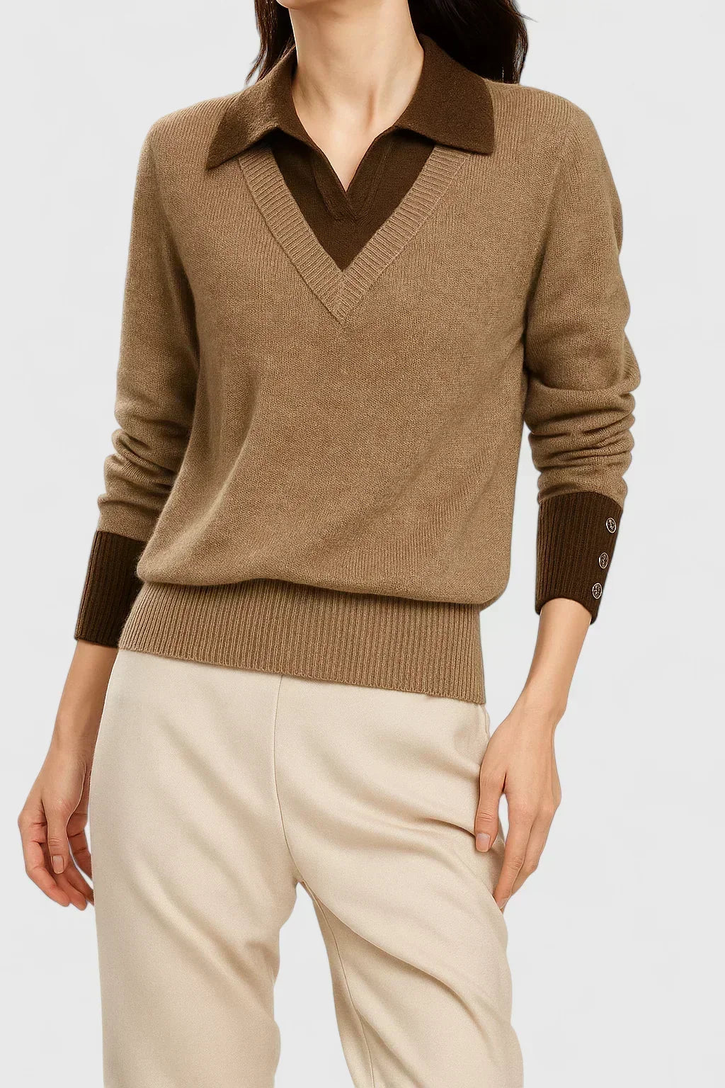 Pauline | Collared V-Neck Sweater