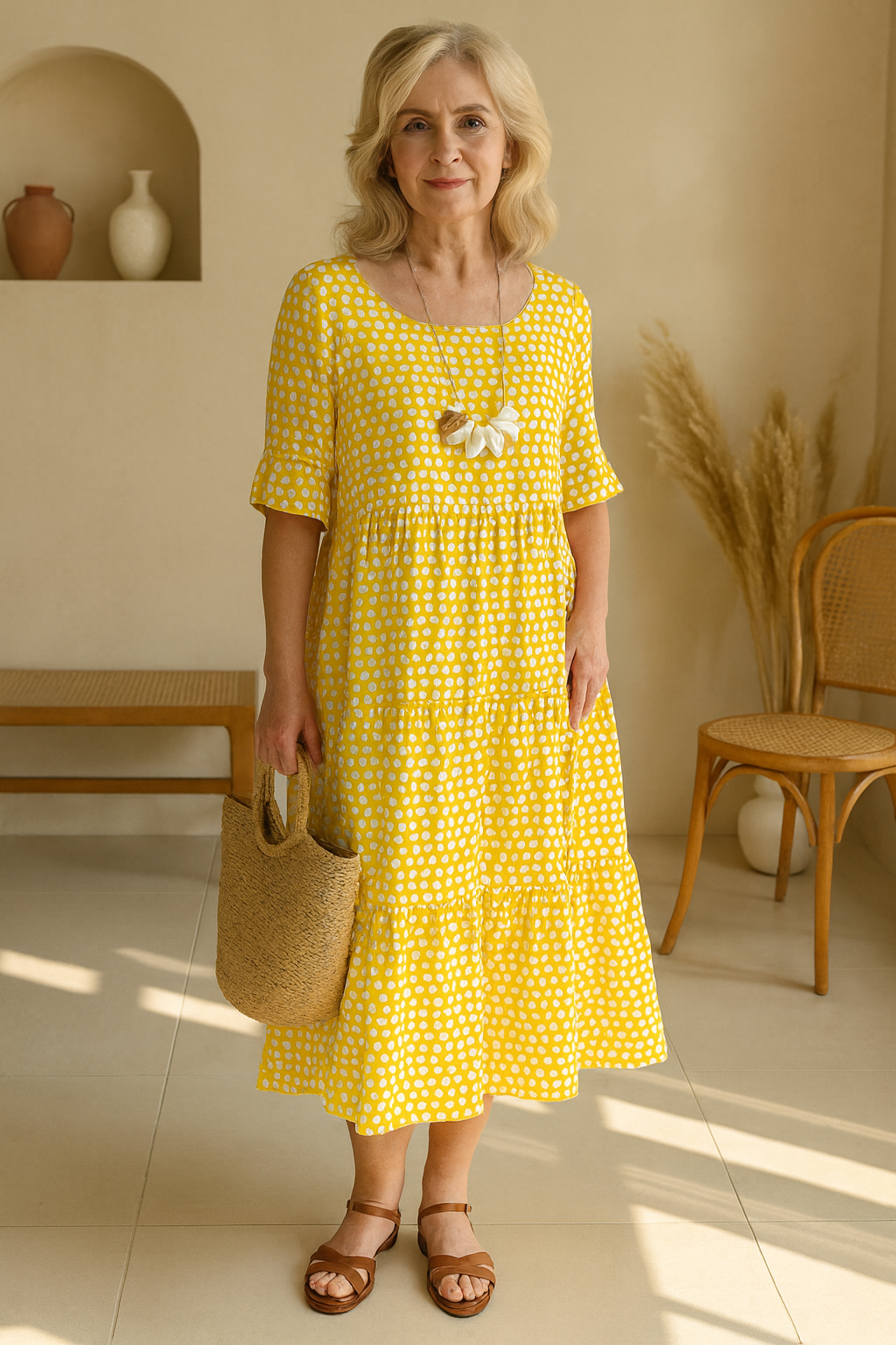 Noémie™ — Natural, elegant, flowy midi dress
