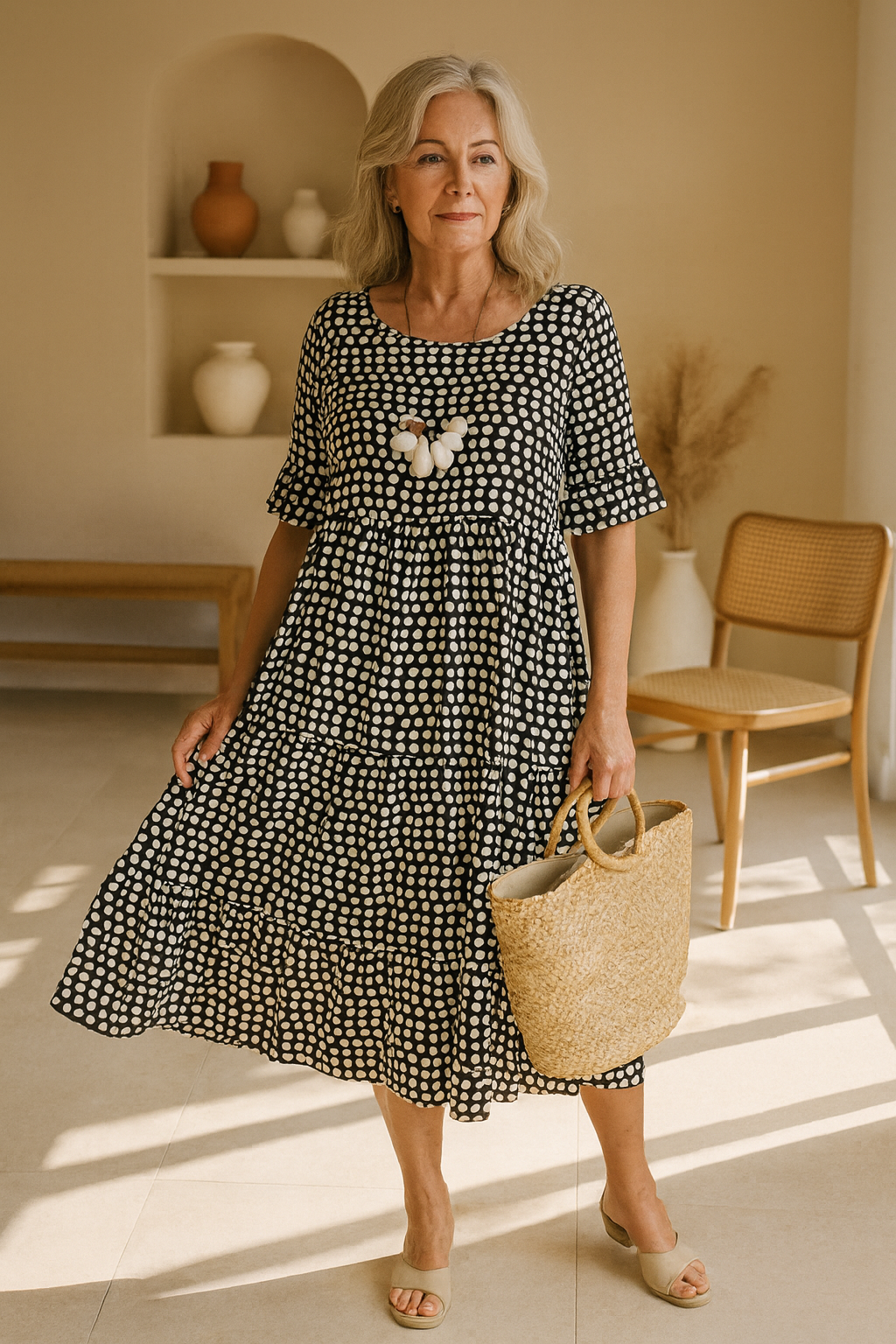 Noémie™ — Natural, elegant, flowy midi dress