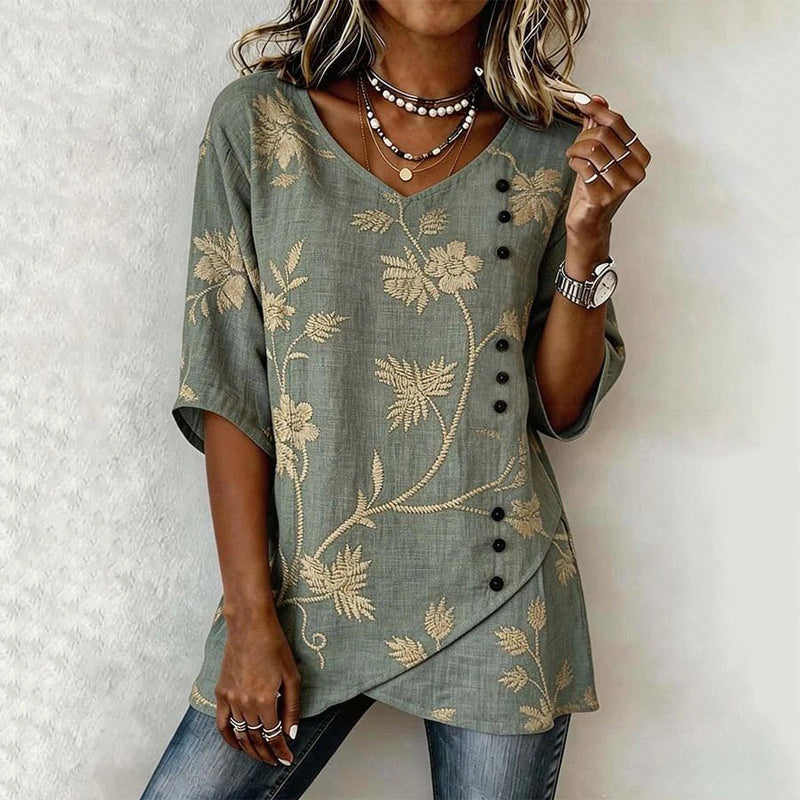 Vintage Floral Print Blouse