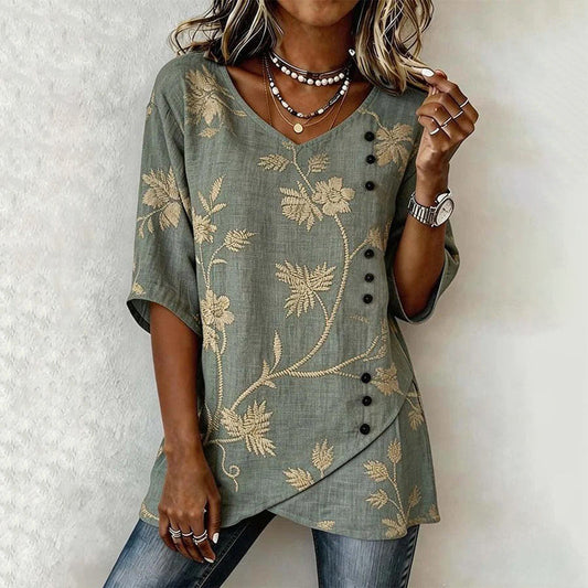 Vintage Floral Print Blouse