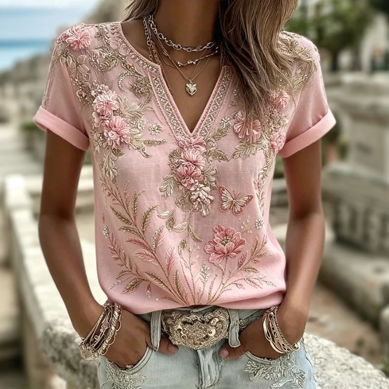 Vintage Floral Print Blouse