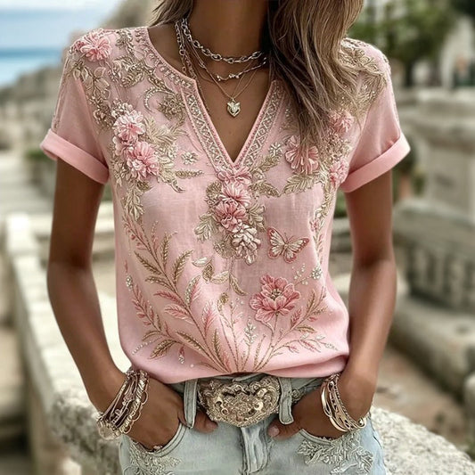 Vintage Floral Print Blouse