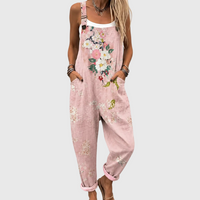 Pink Floral Overalls with Soft Comfort
