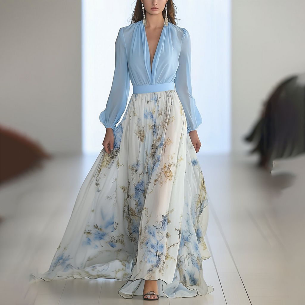 EUGENIA | Elegant Maxi Dress with Floral Pattern
