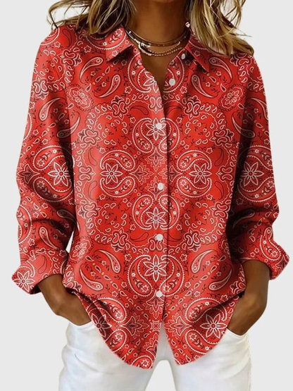 Joanna™ | Paisley Print Button-Up Blouse