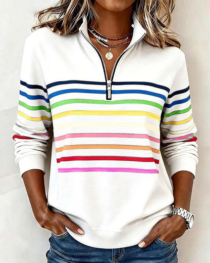 Diane | Relaxed Striped Quarter-Zip Pullover