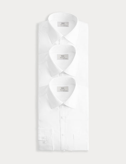 3 Pack Regular Fit Easy Iron Long Sleeve Shirts