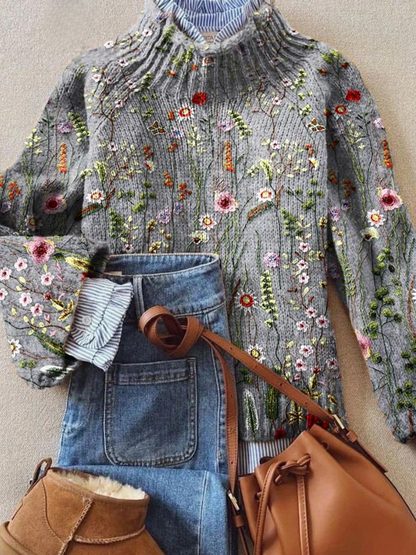 Cassia | Wildflower Embroidered Sweater