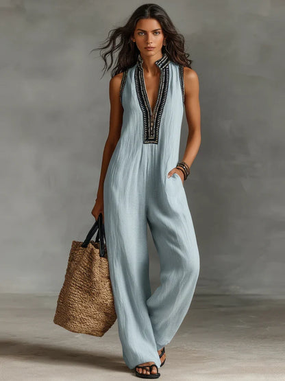 Wibke | Embroidered Wide-Leg Jumpsuit