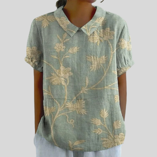 Célestine | Blouse with Botanical Embroidery
