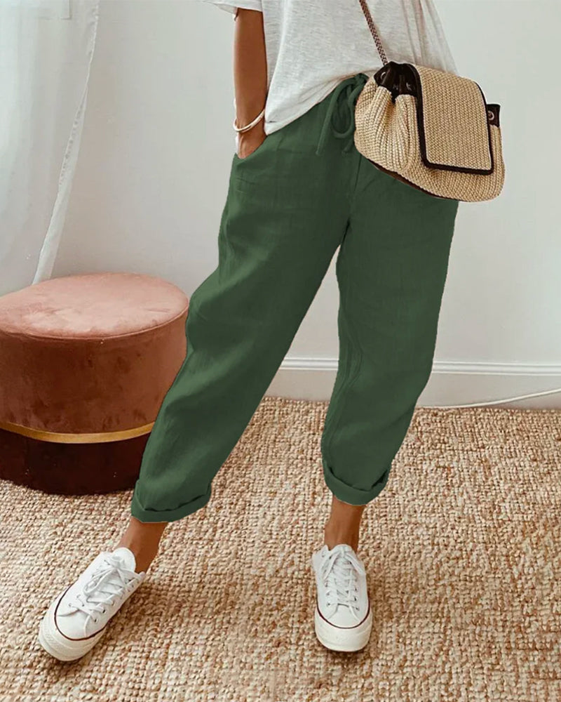 Lucie™ — Fluid cotton-linen blend pants