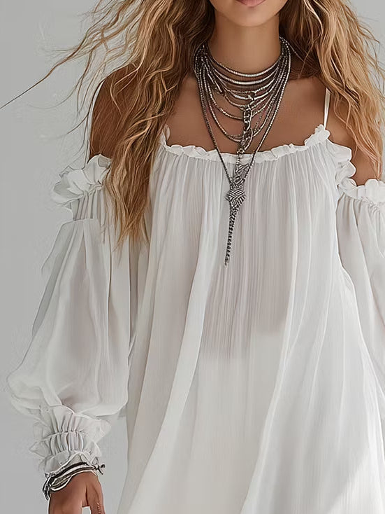 Mélusine Mini Dress — Bohemian Off-the-Shoulder