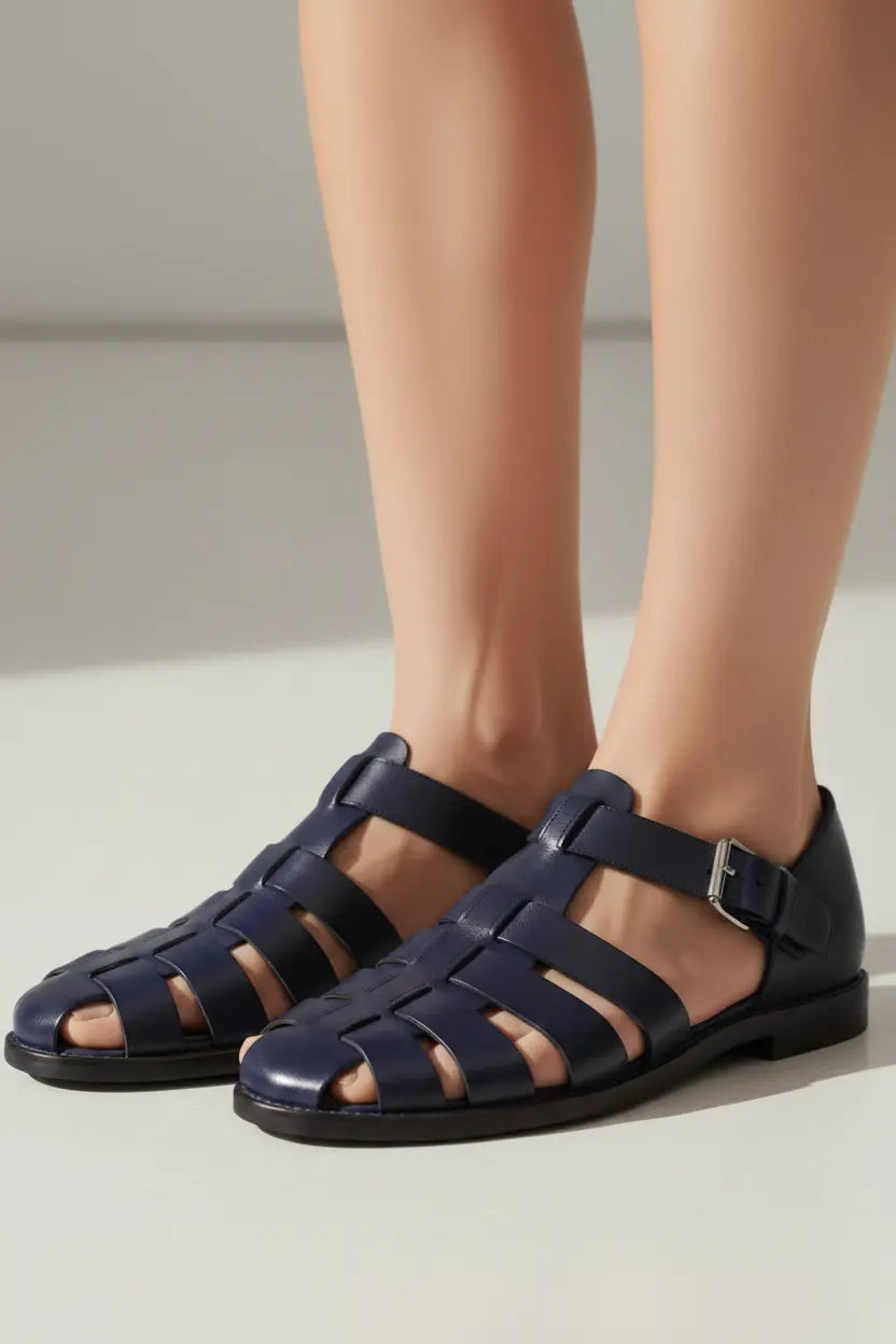 Elyra Woven Leather Cage Sandals