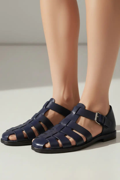 Elyra Woven Leather Cage Sandals
