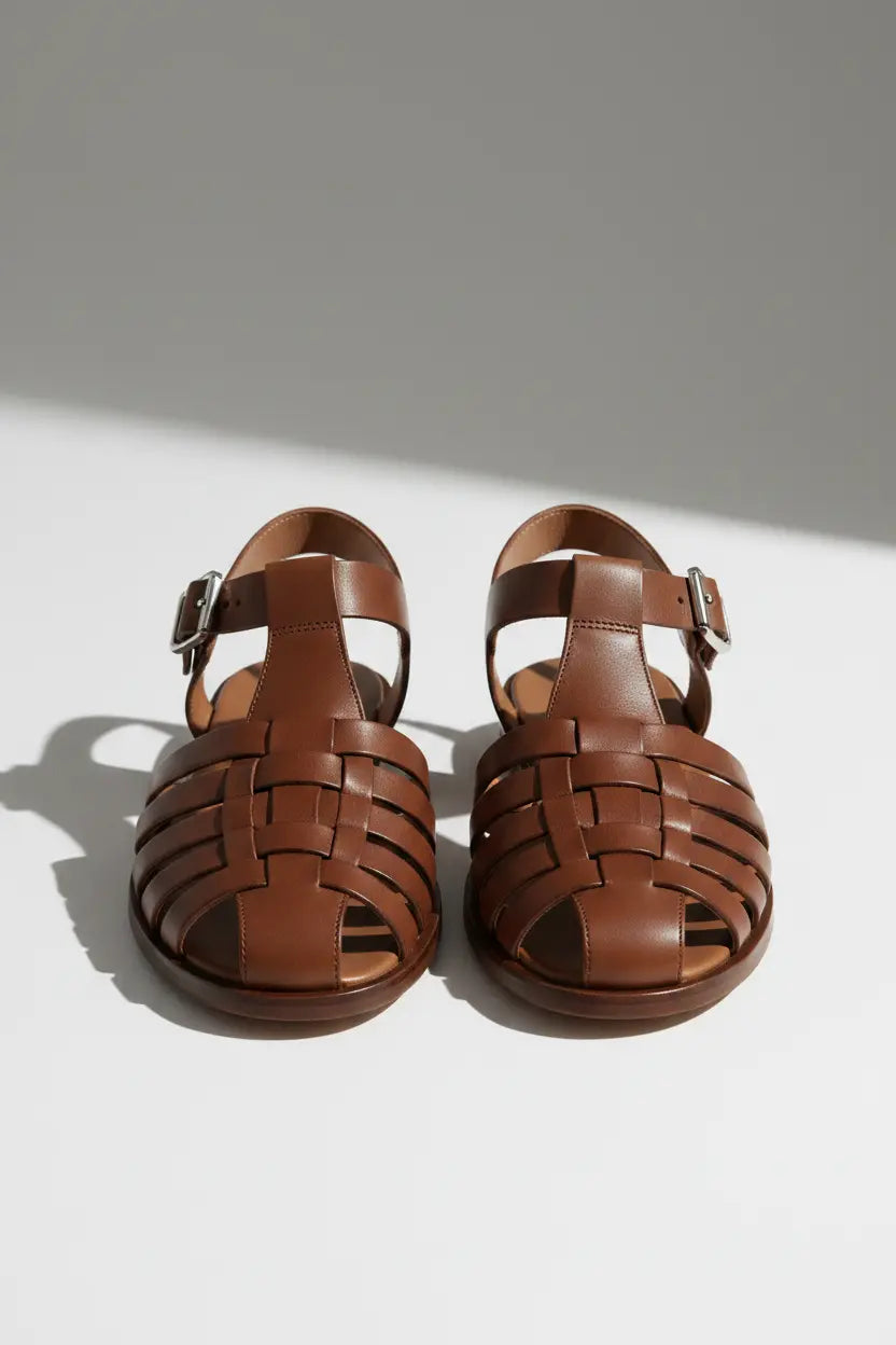 Elyra Woven Leather Cage Sandals