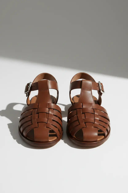 Elyra Woven Leather Cage Sandals