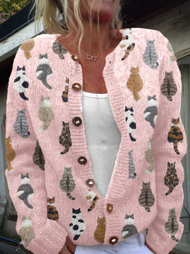 Foreverduo® | The Feline Motif Knit Cardigan