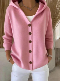 Darienne - Knit Hooded Button-Up Cardigan