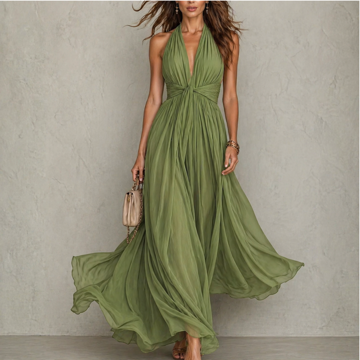 ELVENA™ | Halter Chiffon Maxi Dress
