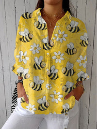 Margaret - Floral Bee Print Blouse