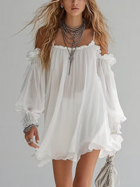Mélusine Mini Dress — Bohemian Off-the-Shoulder