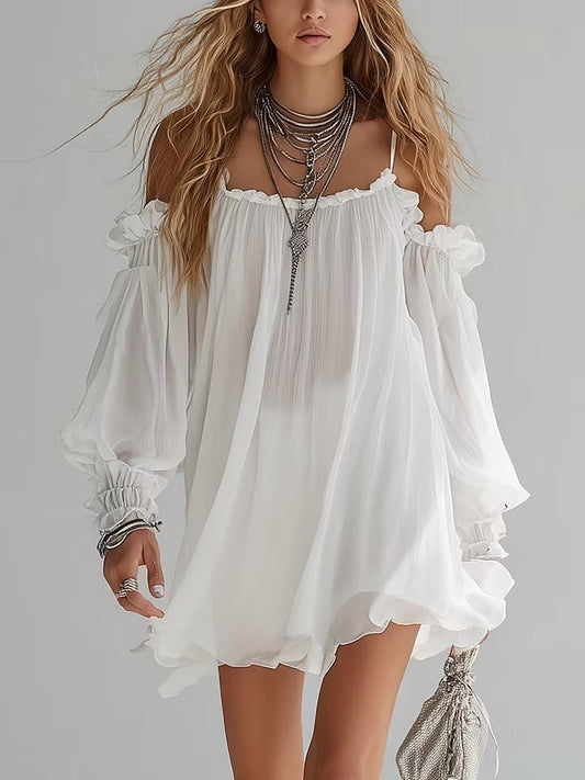 Mélusine Mini Dress — Bohemian Off-the-Shoulder